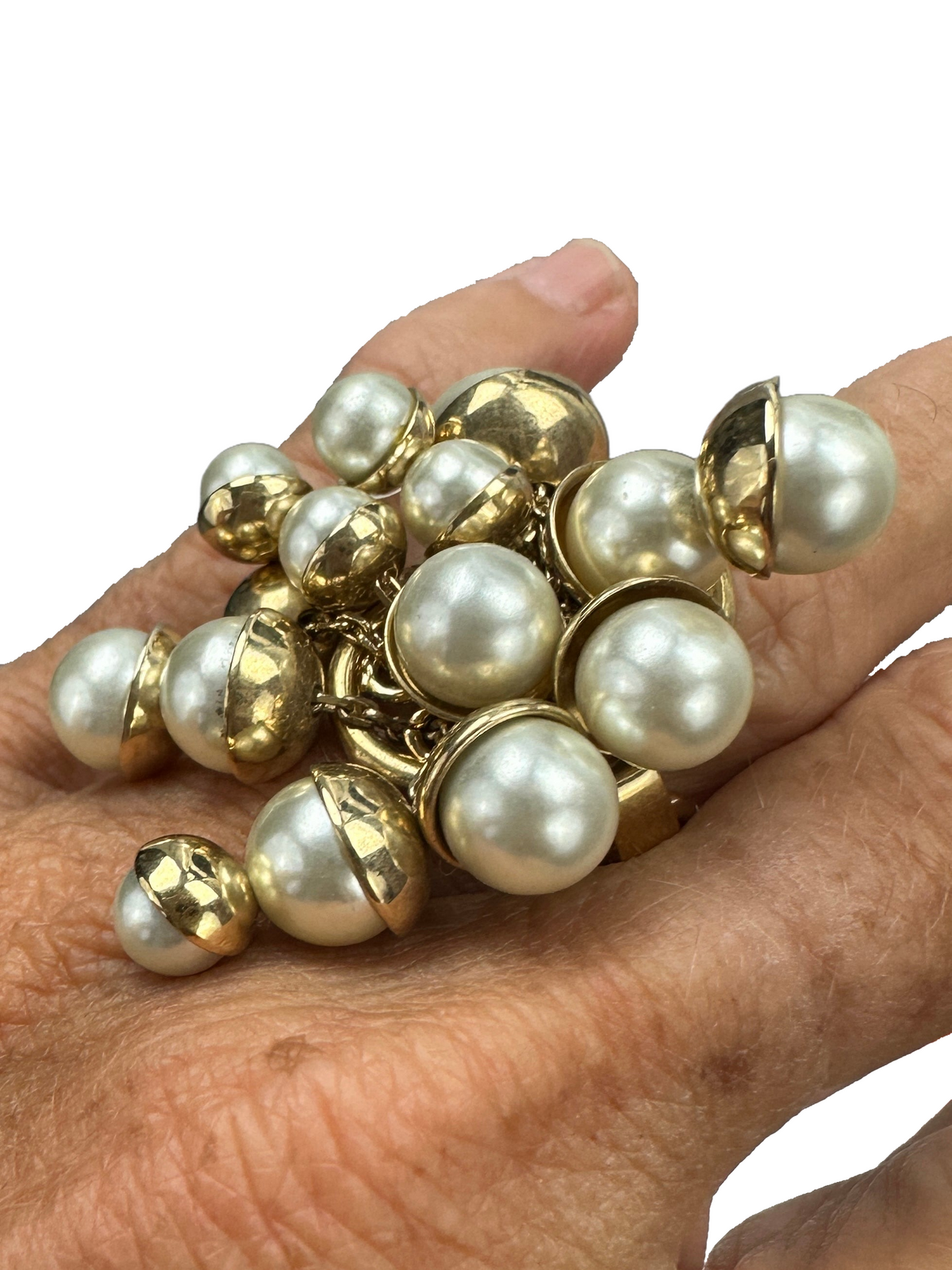 Dior faux pearl gold ring size 50