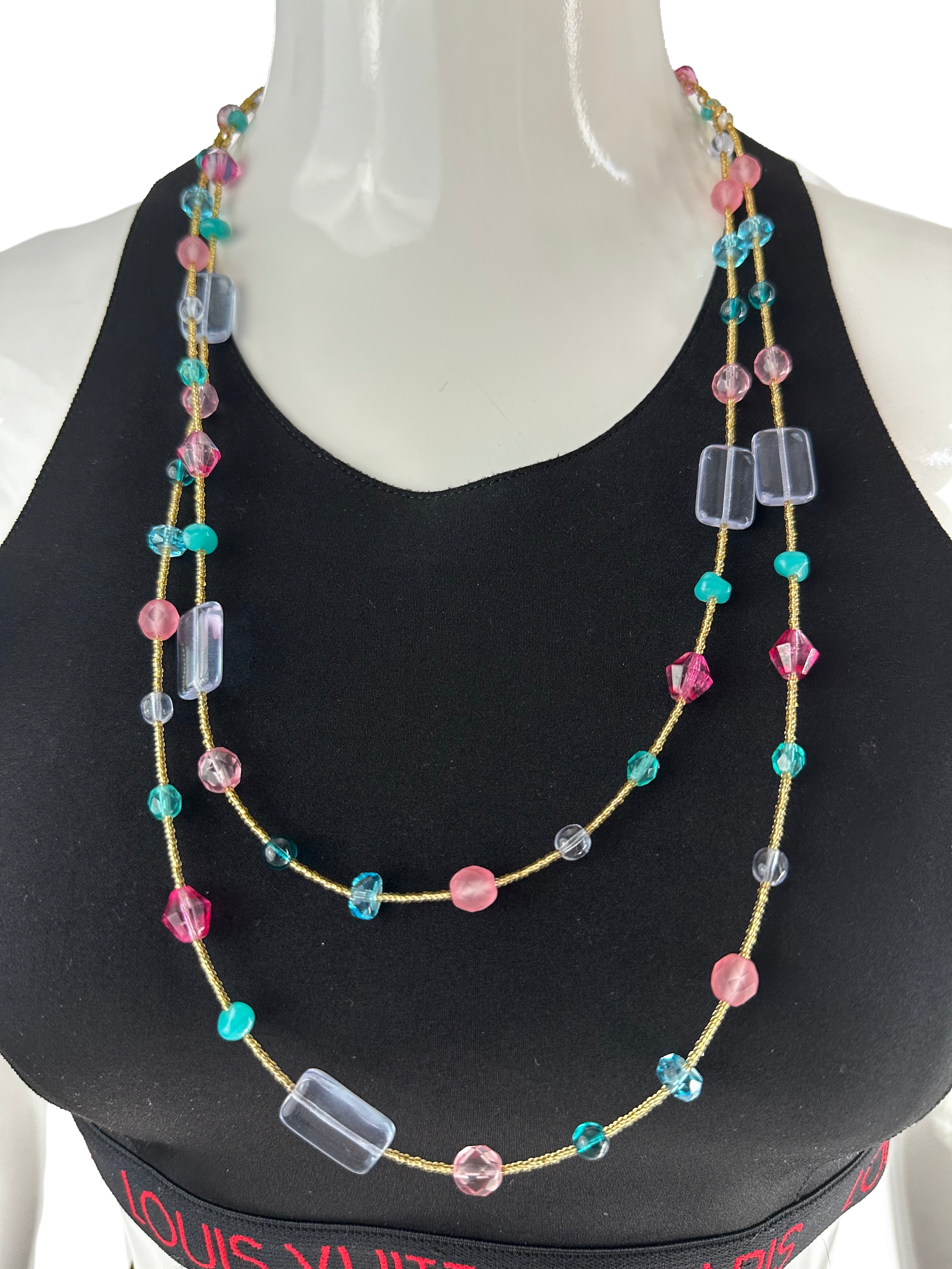 Manuela Zanvettori Multi gold pink & blue necklace