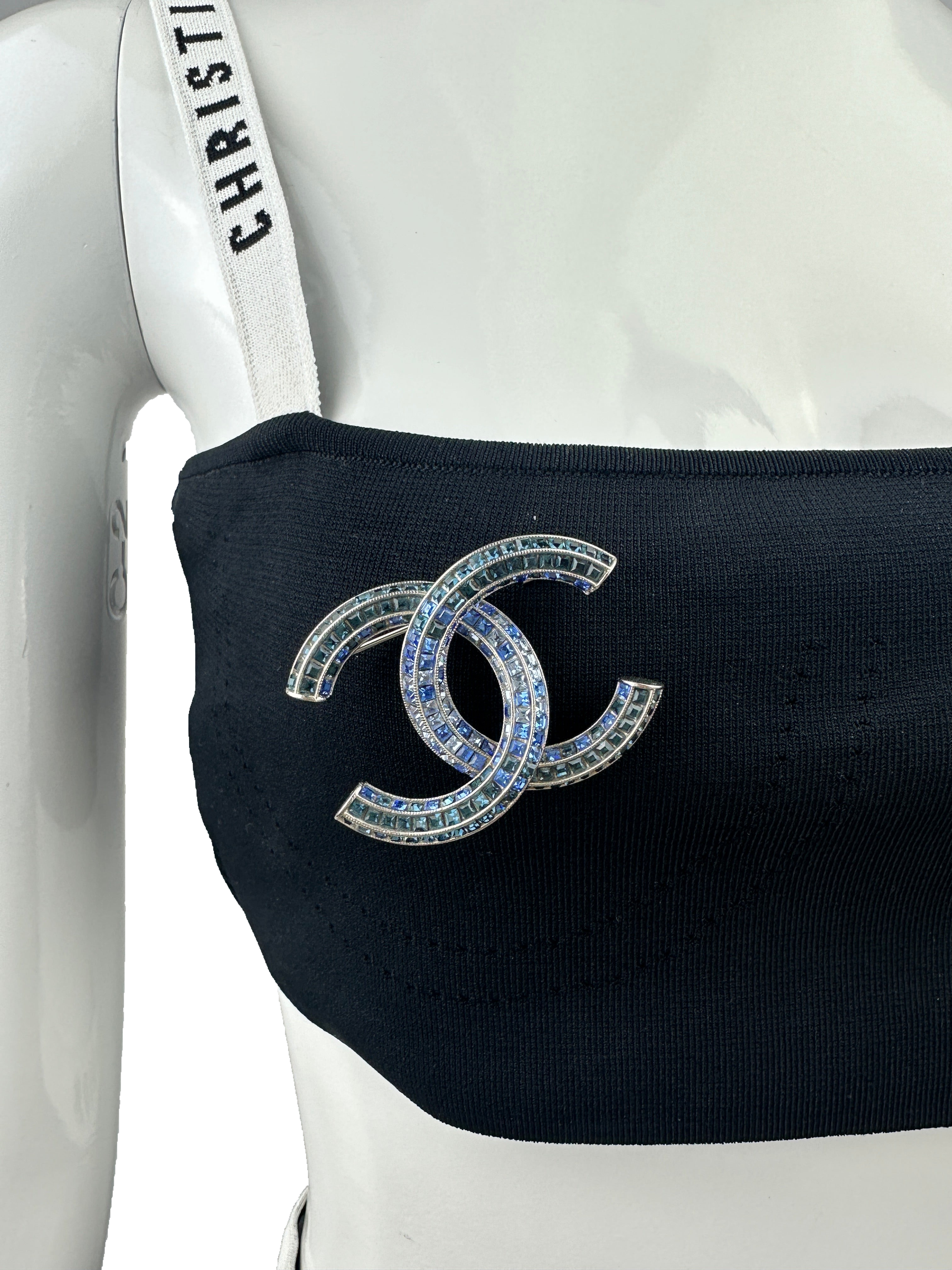 Chanel CC crystals blue tone