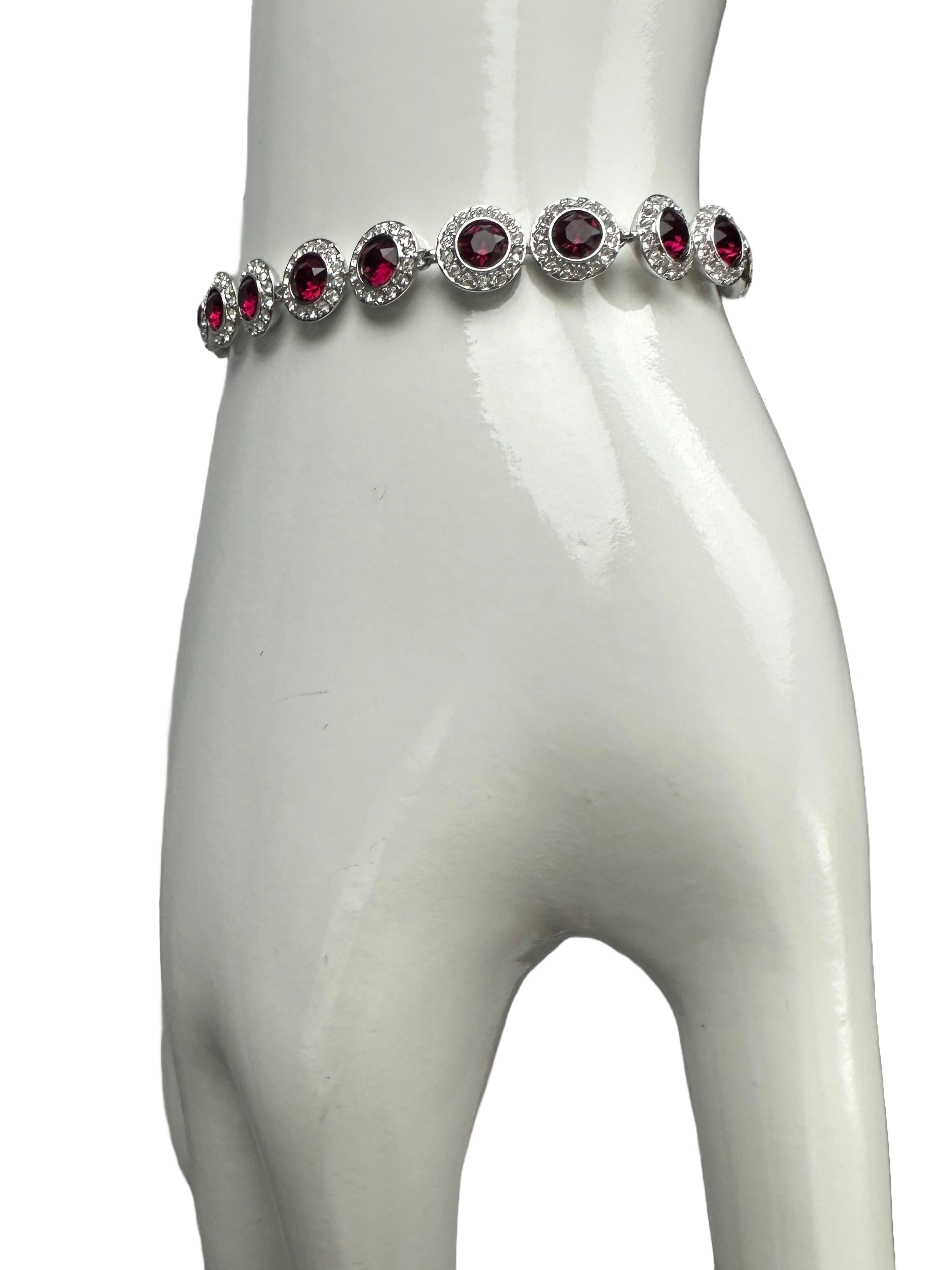 Swarovski angelic all around set, red, rhodium plated