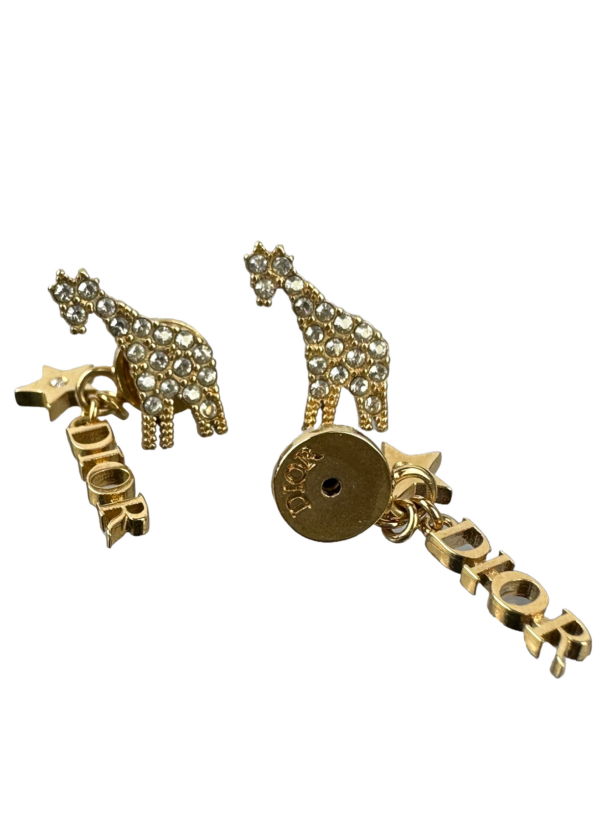 Cristal Diorable Giraffe Logo Earrings Gold