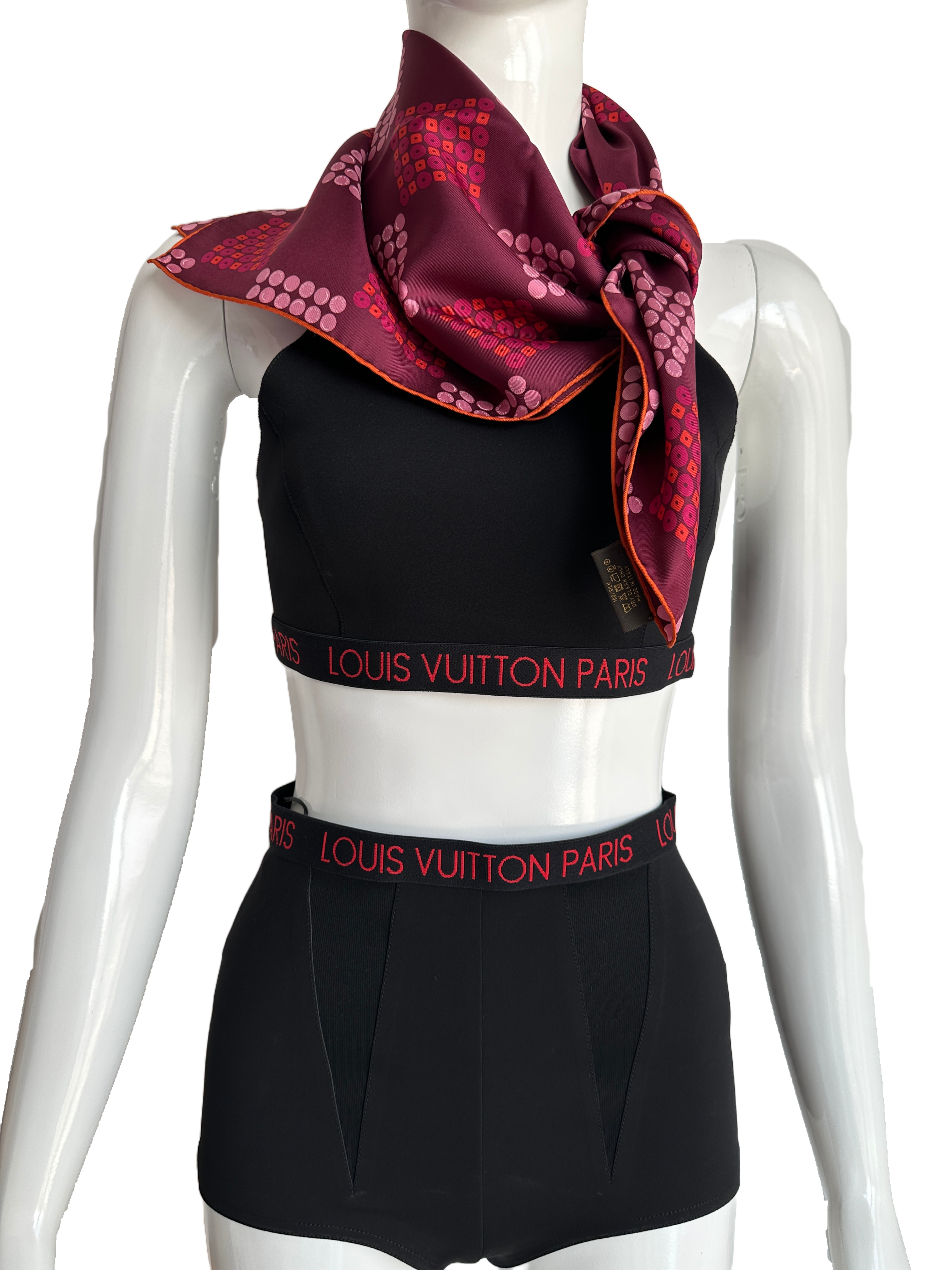 Louis Vuitton silk square scarf checkerboard pattern