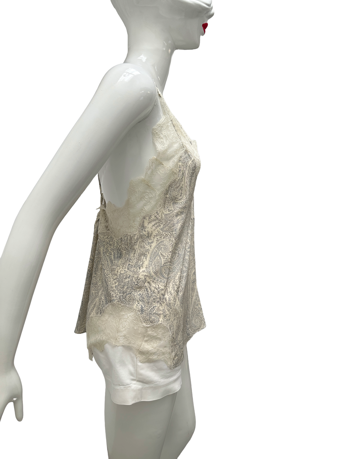 Zadig & Voltaire cream tank top with pattern and lace - size 38