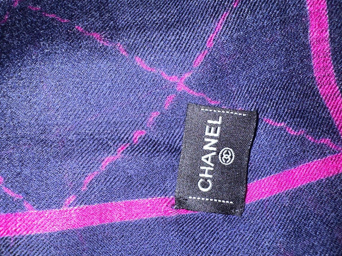 Chanel blue and pink scarf