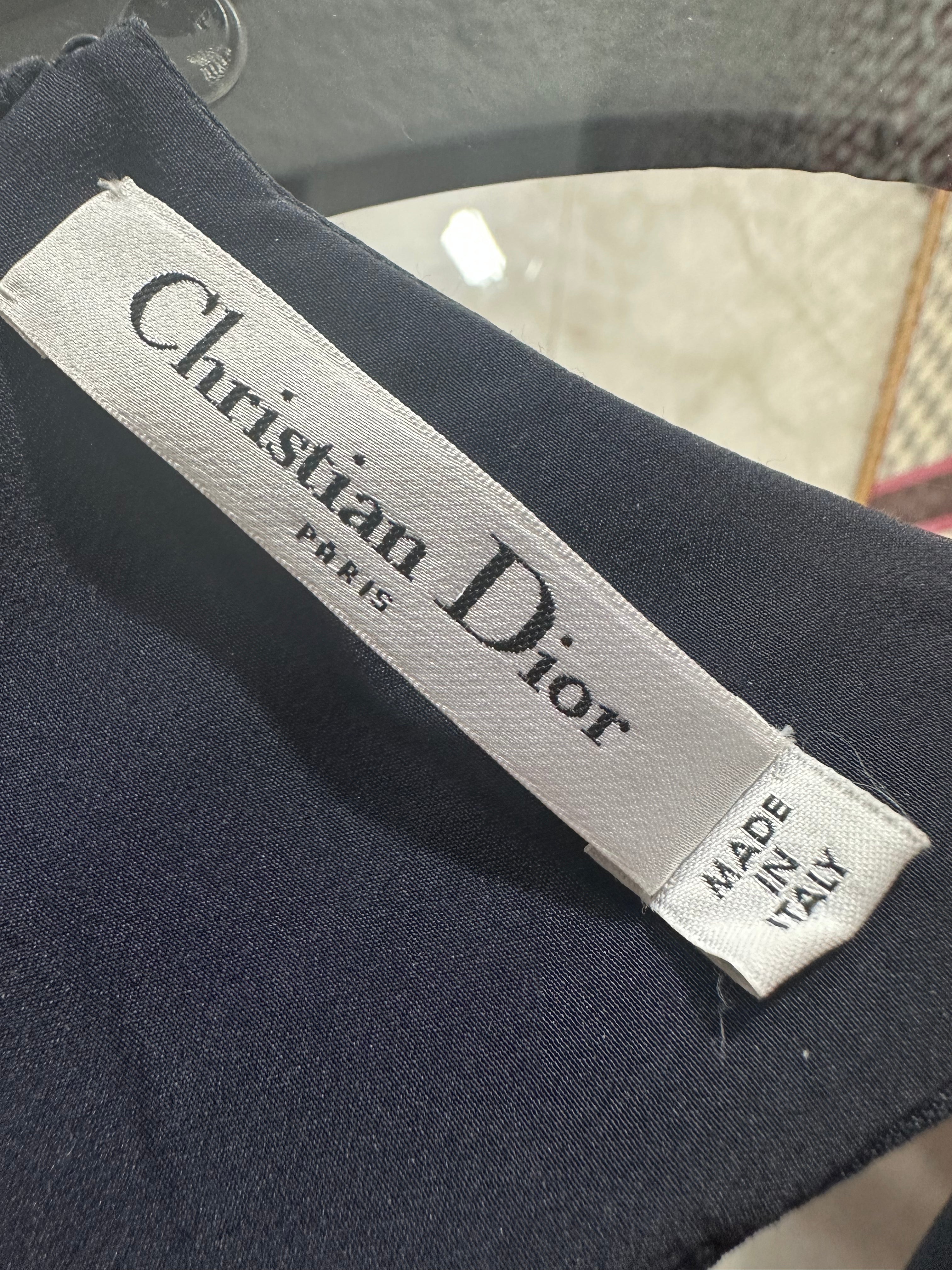 Dior sleeveless midnight blue dress in wool/silk  - size 36 FR
