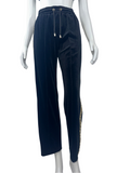 Emporio Armani black velvet pants with gold sequin stripe - size 38