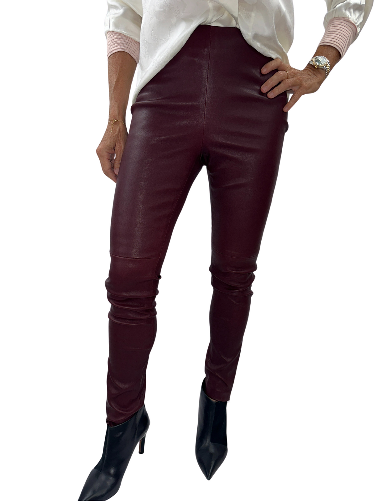 Dior burgundy leather pants - size 36