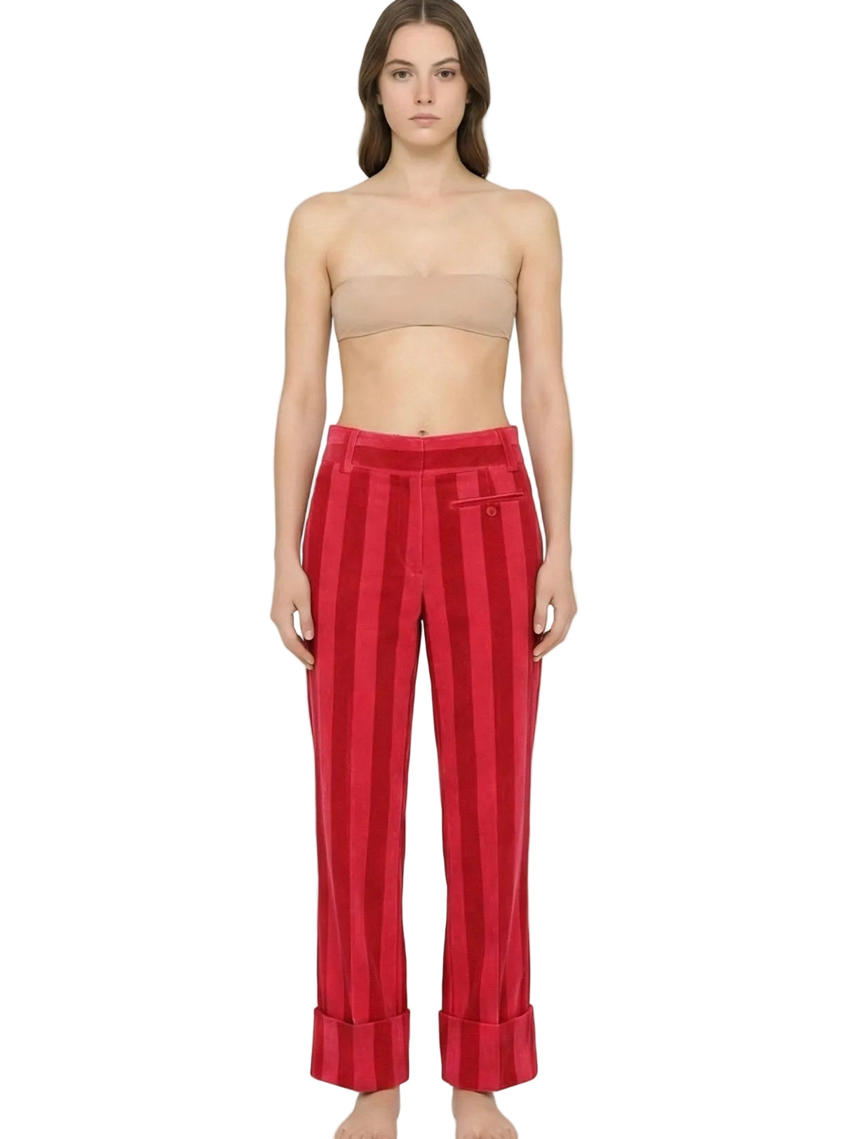 Dolce & Gabbana red corduroy striped trousers - size 34