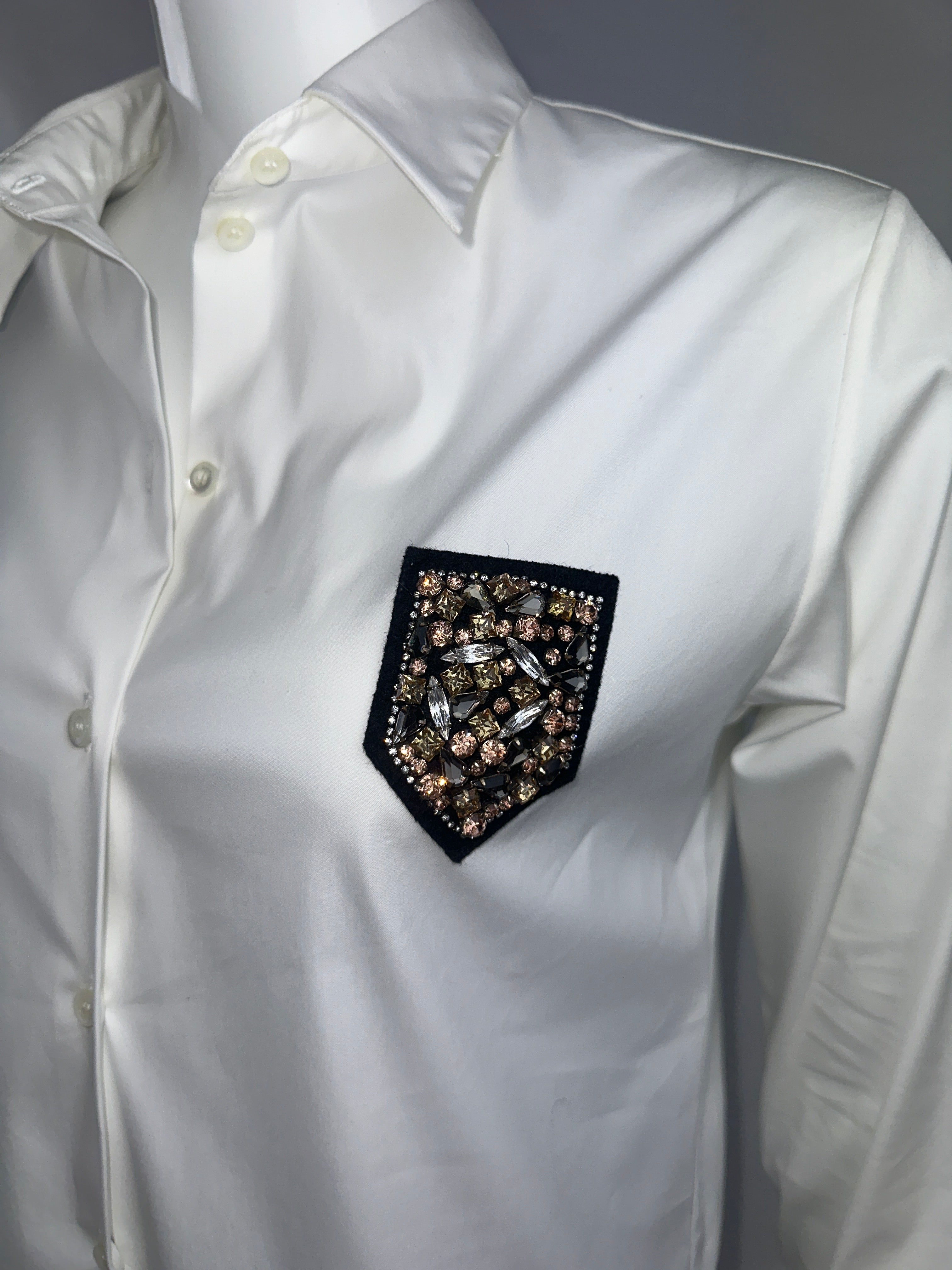 Dior white shirt with stone shields - size 36