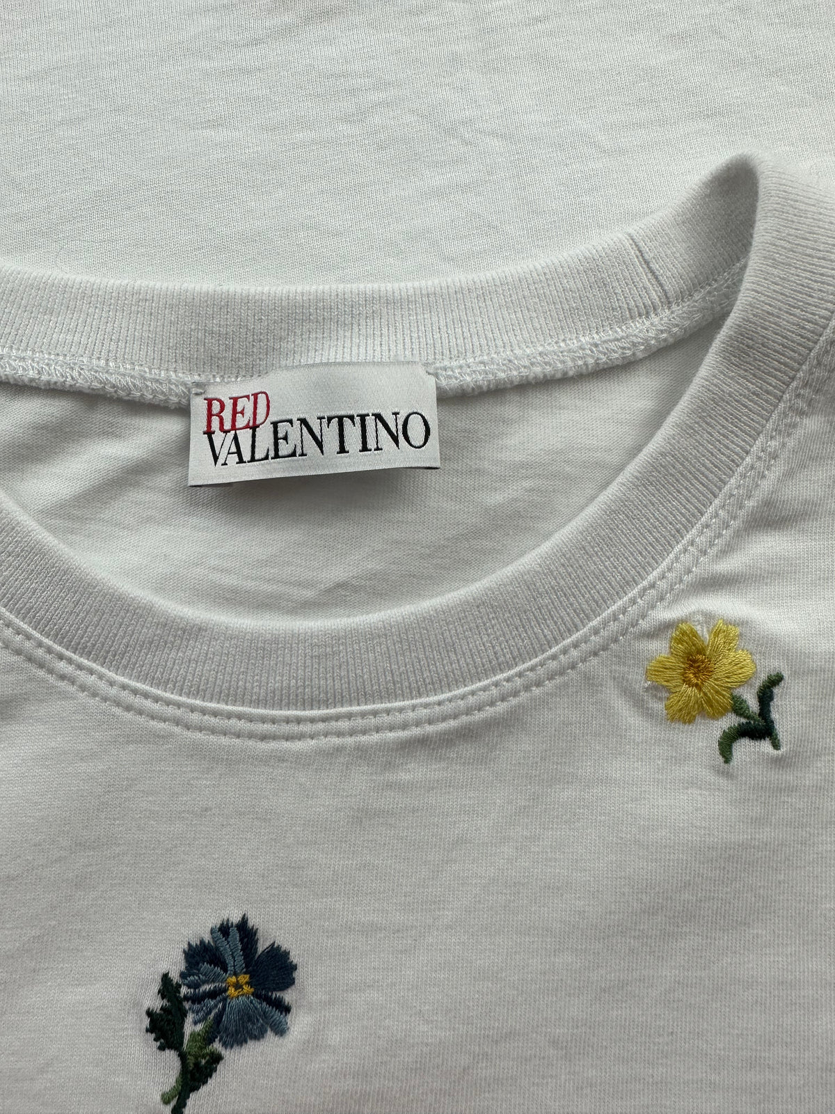 Red Valentino floral embroidered cotton T-shirt white - size L