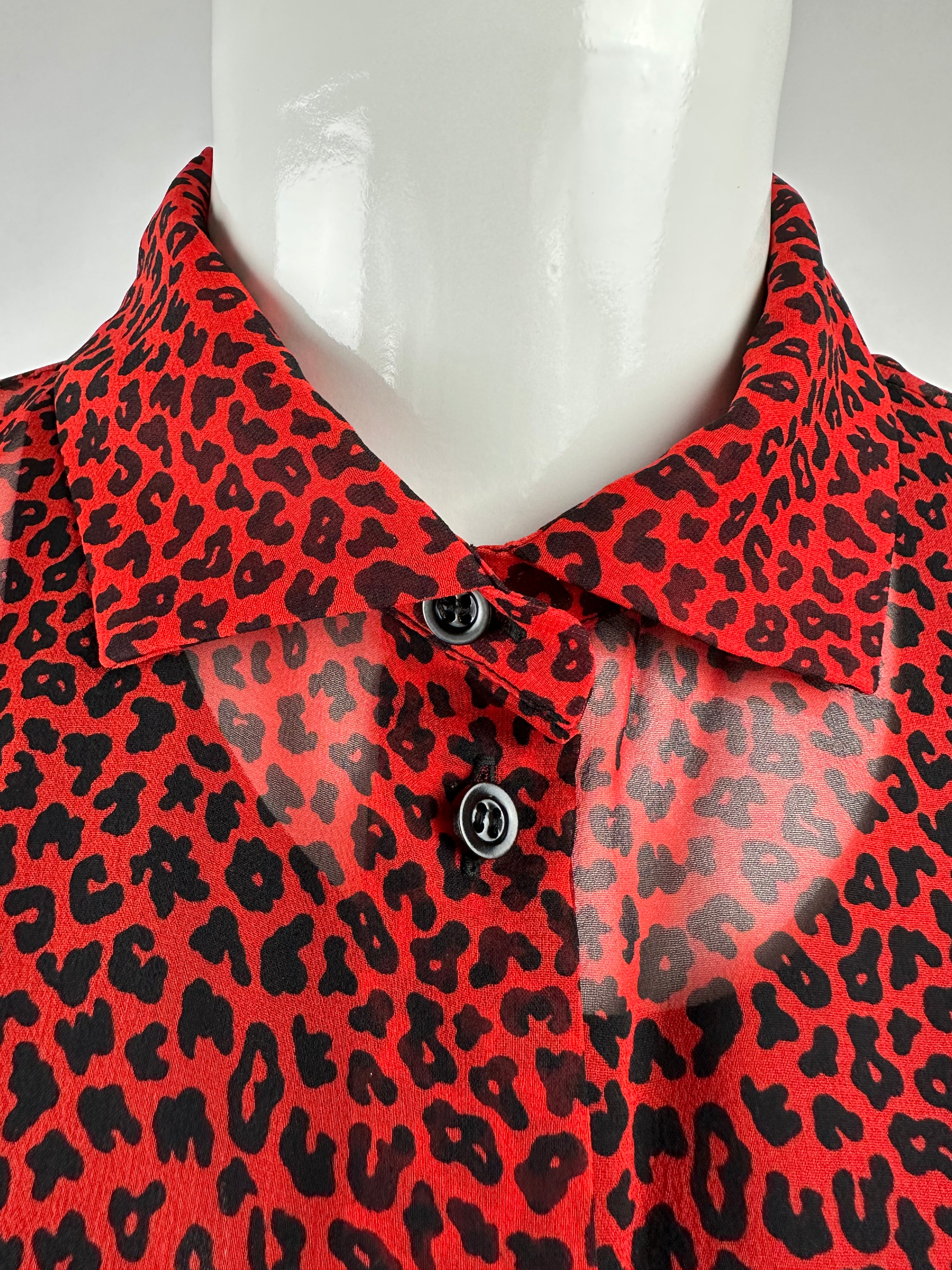 Christian Dior silk shirt Red leopard print - size 36FR