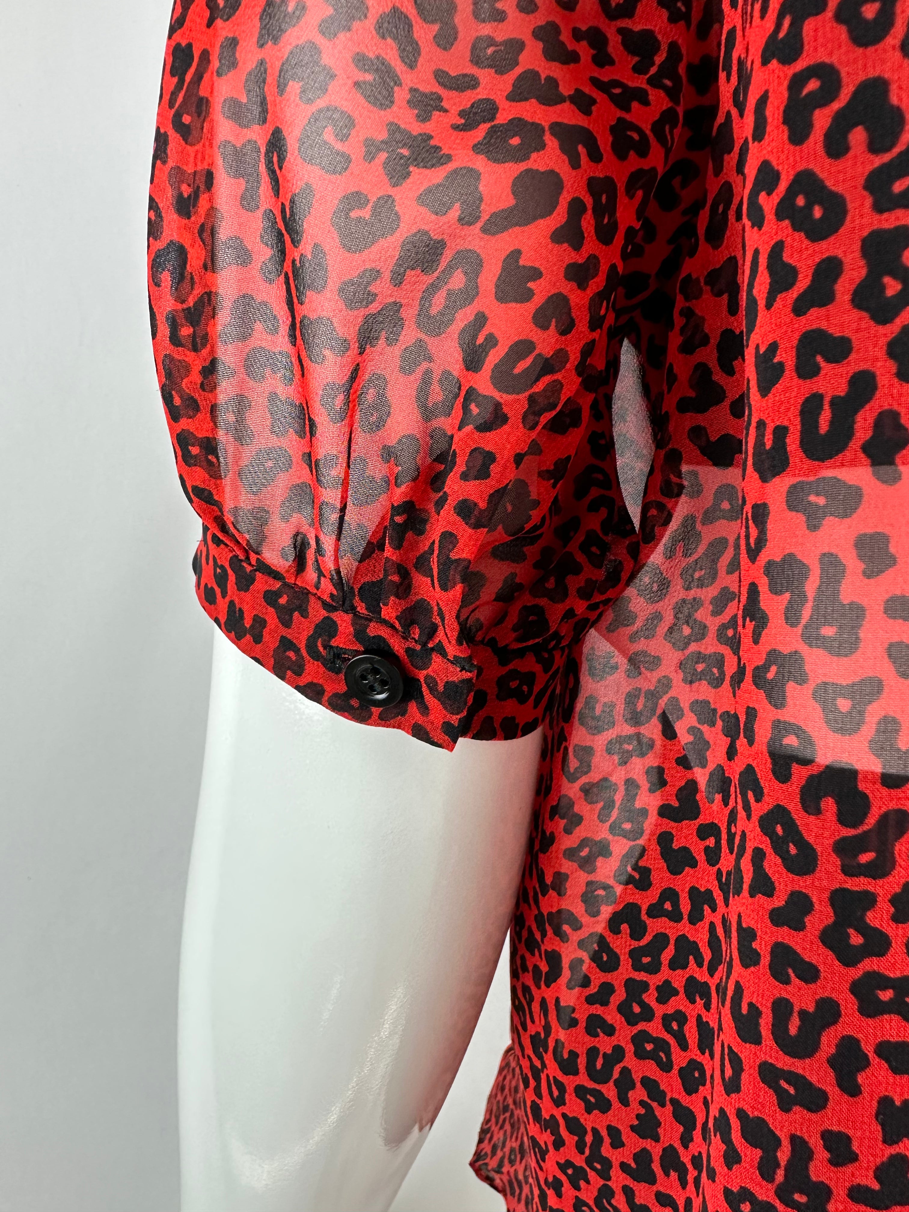 Christian Dior silk shirt Red leopard print - size 36FR